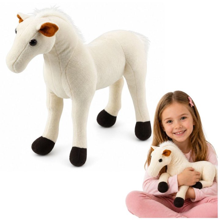 Baltas pliušinis žirgas, 40 cm