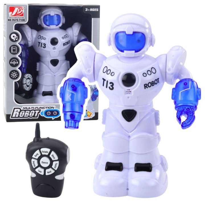 Interaktyvus robotas su nuotolinio valdymo pultu, šviesomis ir garsais