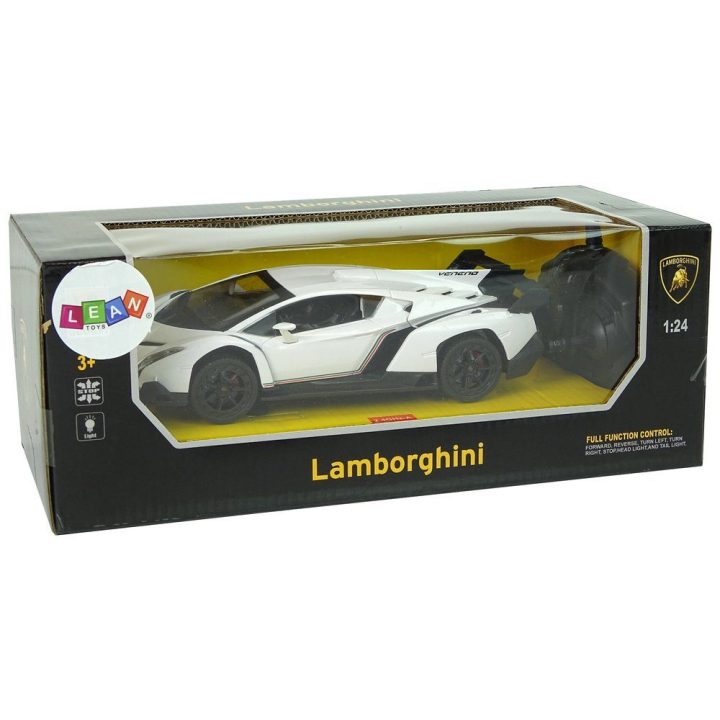 Baltas nuotoliniu būdu valdomas sportinis automobilis Lamborghini Veneno 1:24