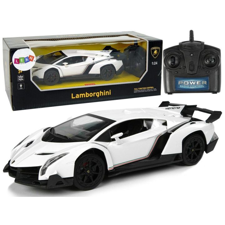 Baltas nuotoliniu būdu valdomas sportinis automobilis Lamborghini Veneno 1:24