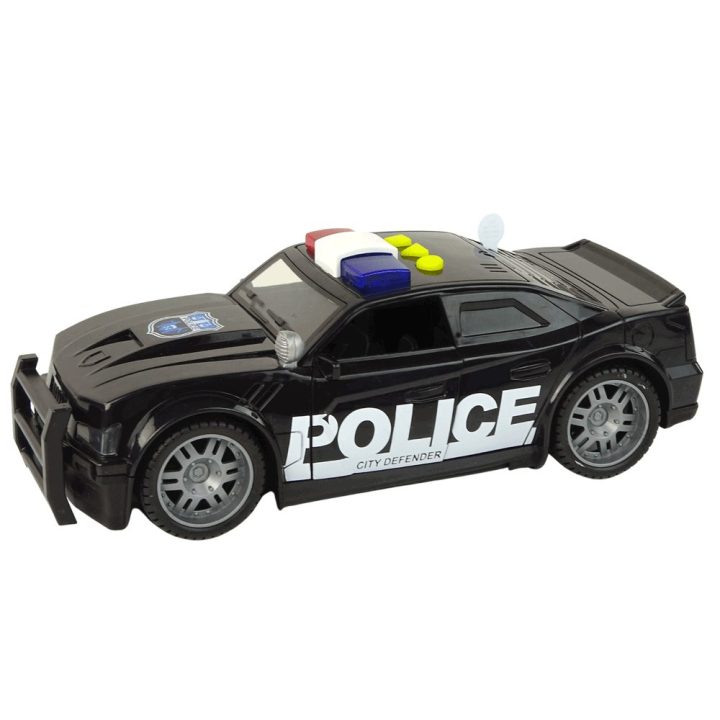 Juodas žaislinis policijos automobilis su šviesomis ir garsais 1:14