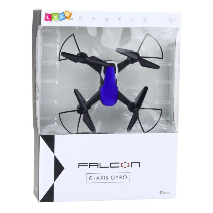 Mėlynas nuotoliniu būdu valdomas dronas Falcon su 6 ašių giroskopu