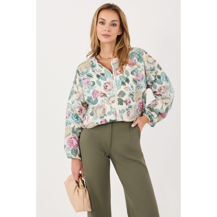 Gėlėtas moteriškas bomber švarkelis Italy Moda