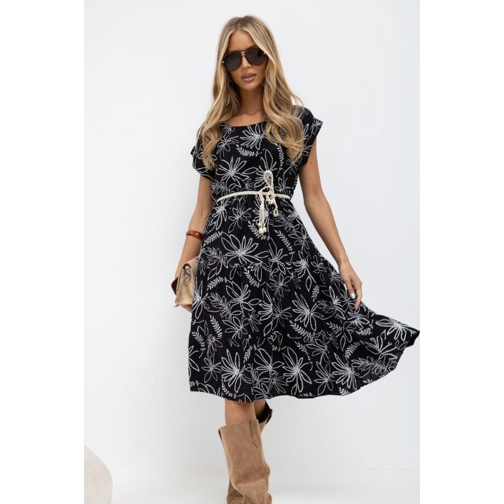 Juoda suknelė su dirželiu Italy Moda