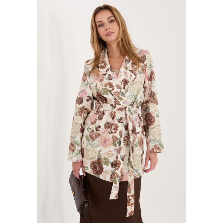 Ilgesnio kirpimo gėlių rašto švarkelis Italy Moda