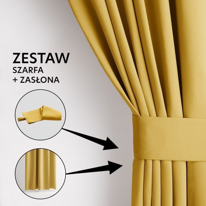 Geltona užuolaida su kilpomis AmeliaHome 140 × 245 cm
