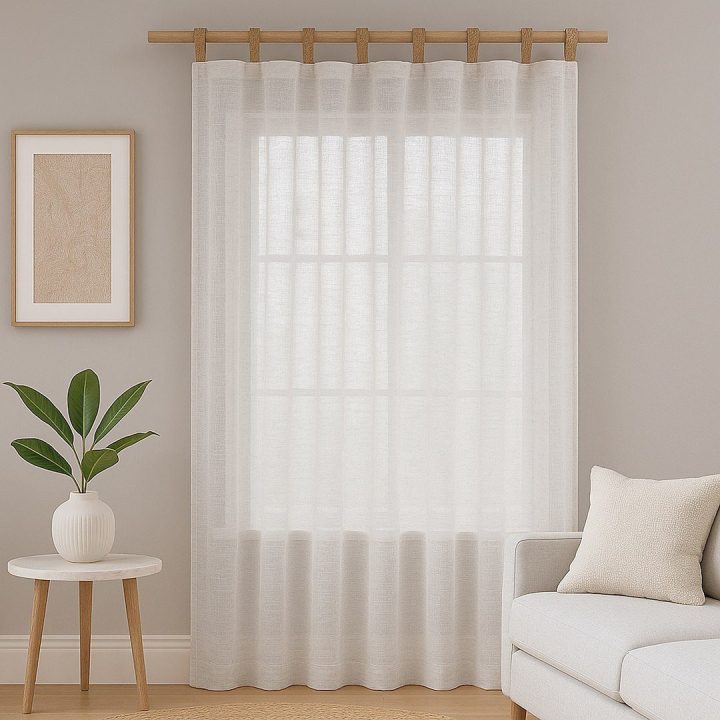 Smėlio spalvos užuolaida AmeliaHome 140 × 250 cm, lininė