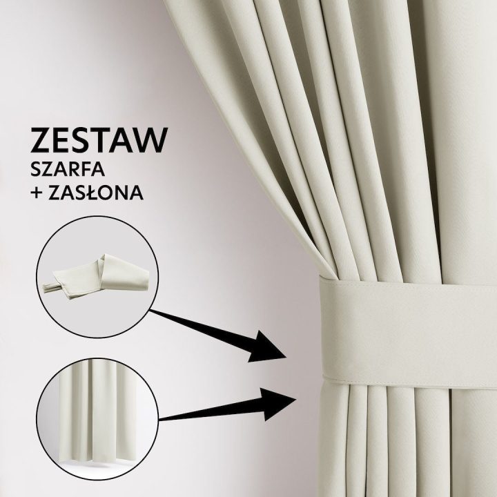 Aksominė užuolaida su kilpomis Blackout AmeliaHome 285 × 250 cm, kreminė