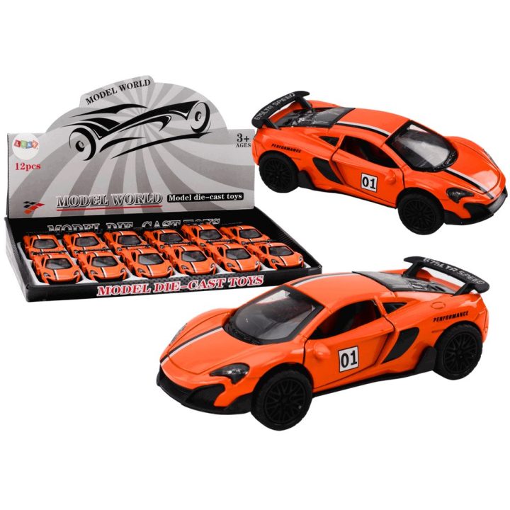 Oranžinis žaislinis sportinis automobilis 1:32 su trinties pavara