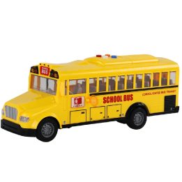 Geltonas žaislinis mokyklinis autobusas 1:16 su šviesomis, garsais ir atidaromomis durimis