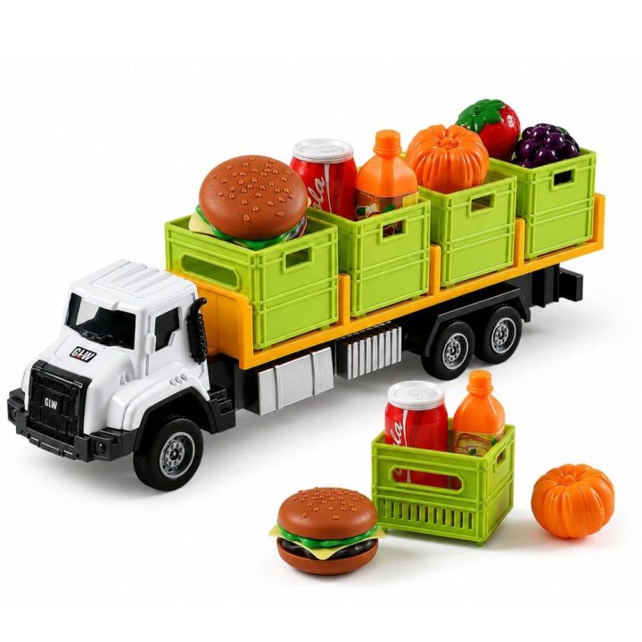 Žaislinis transporto sunkvežimis su maisto dėžėmis 1:55