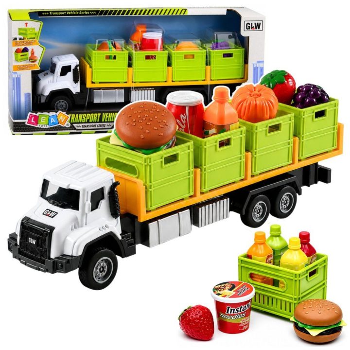 Žaislinis transporto sunkvežimis su maisto dėžėmis 1:55