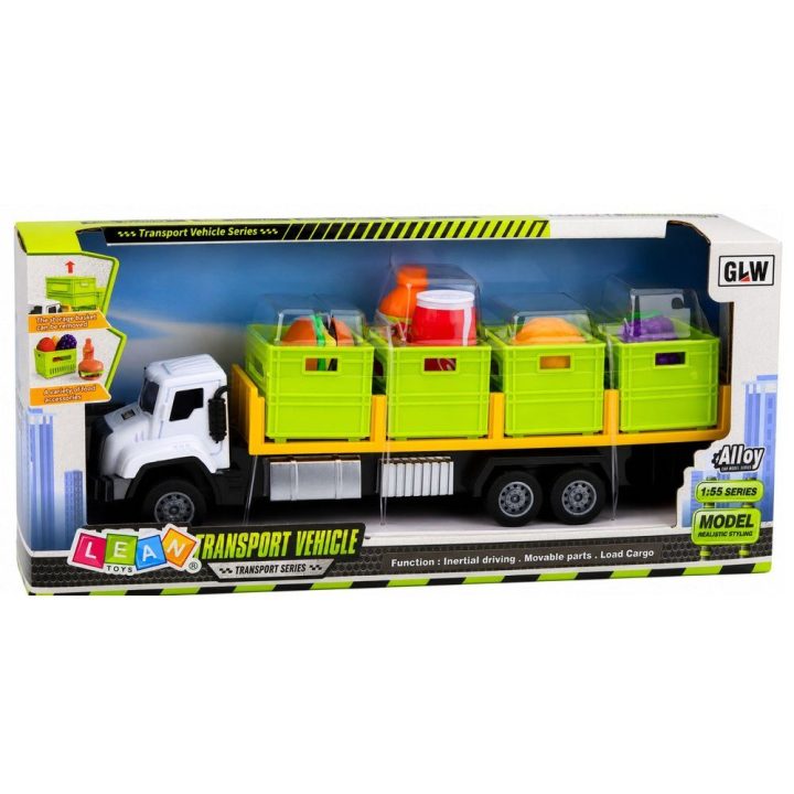 Žaislinis transporto sunkvežimis su maisto dėžėmis 1:55