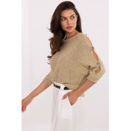 Smėlio spalvos ažūrinis megztinis Italy Moda