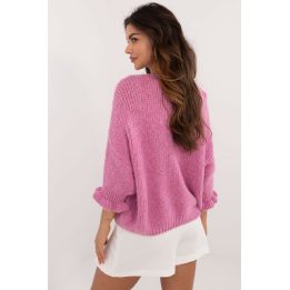 Rožinis susegamas megztinis Italy Moda