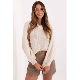 Šviesiai kreminis megztinis Italy Moda