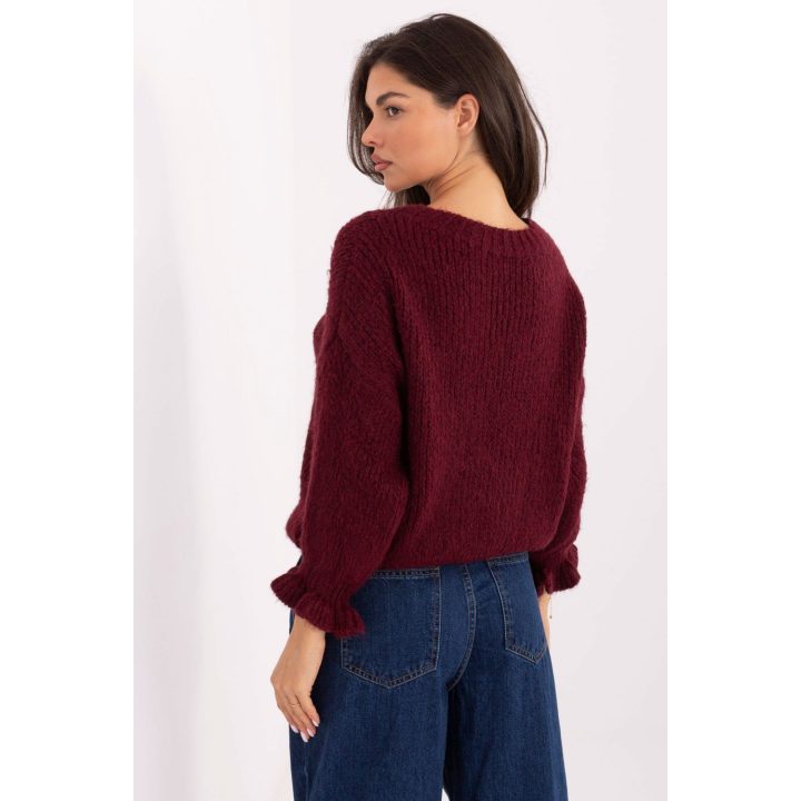 Bordo spalvos megztinis Italy Moda