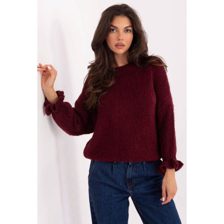 Bordo spalvos megztinis Italy Moda