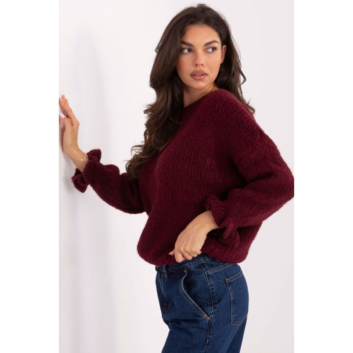 Bordo spalvos megztinis Italy Moda