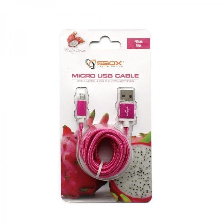 Sbox USB-10315P USB–Micro USB laidas 1,5 m, rožinis