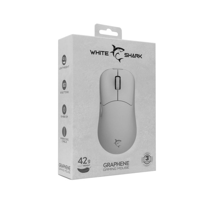 White Shark GRAPHENE-W GM-5014 žaidimų pelė, balta