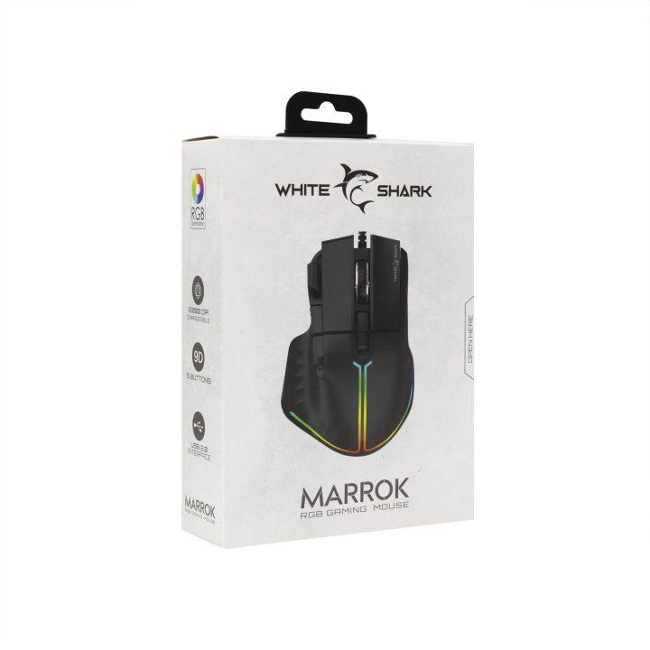 White Shark MARROK GM-9006 žaidimų pelė, juoda, RGB, 12 000 DPI