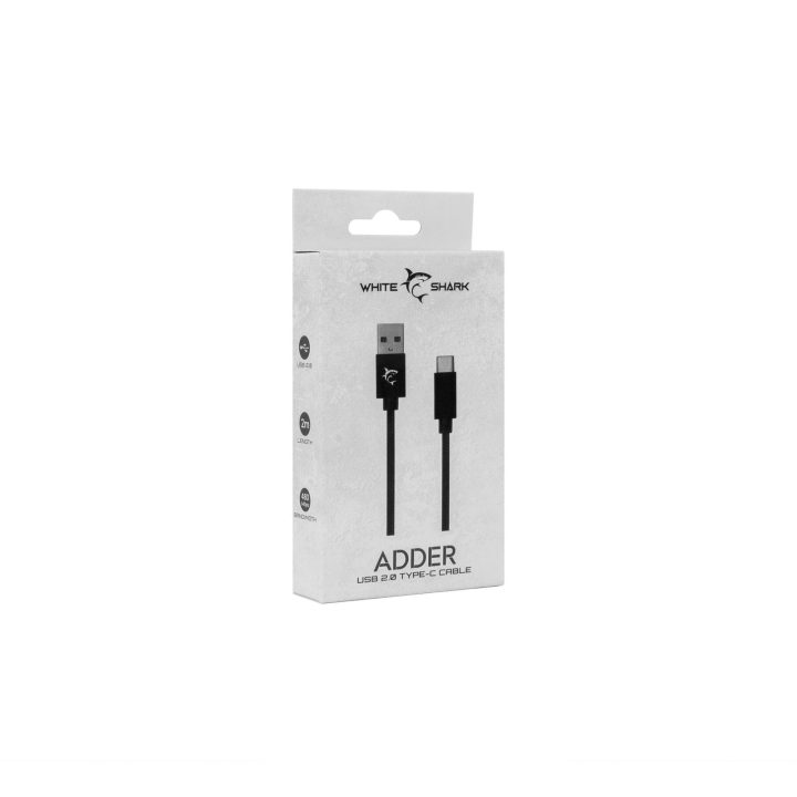 White Shark ADDER USB-A į USB-C kabelis 2 m, juodas