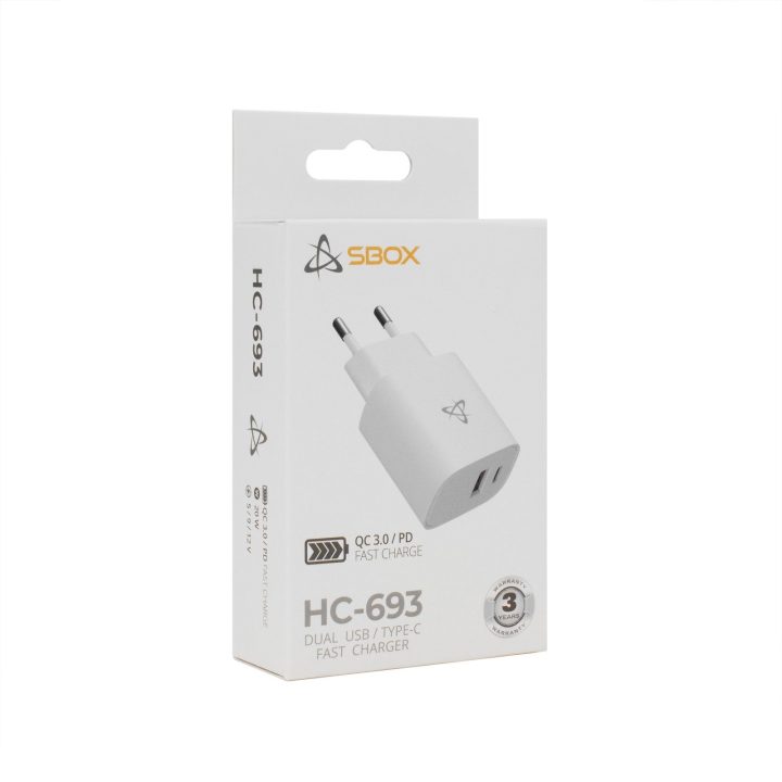 Sbox HC-693 USB namų įkroviklis 20 W, baltas