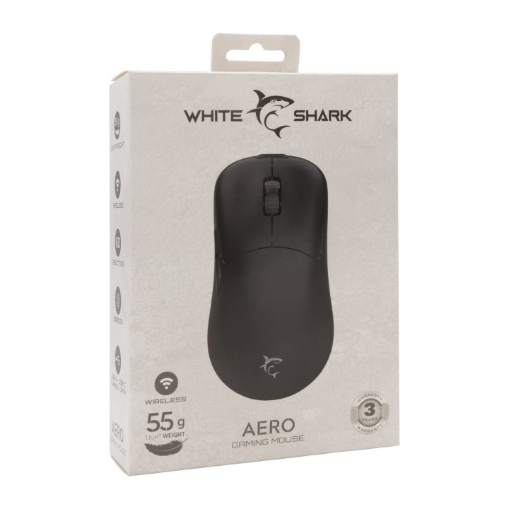 White Shark AERO-B WGM-5015 belaidė žaidimų pelė, juoda