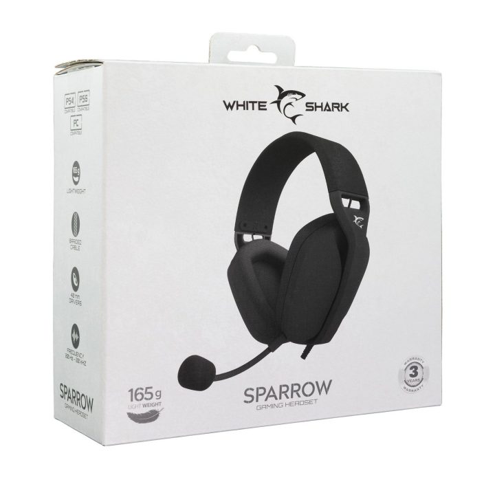 White Shark SPARROW GH-2443 žaidimų ausinės, juodos