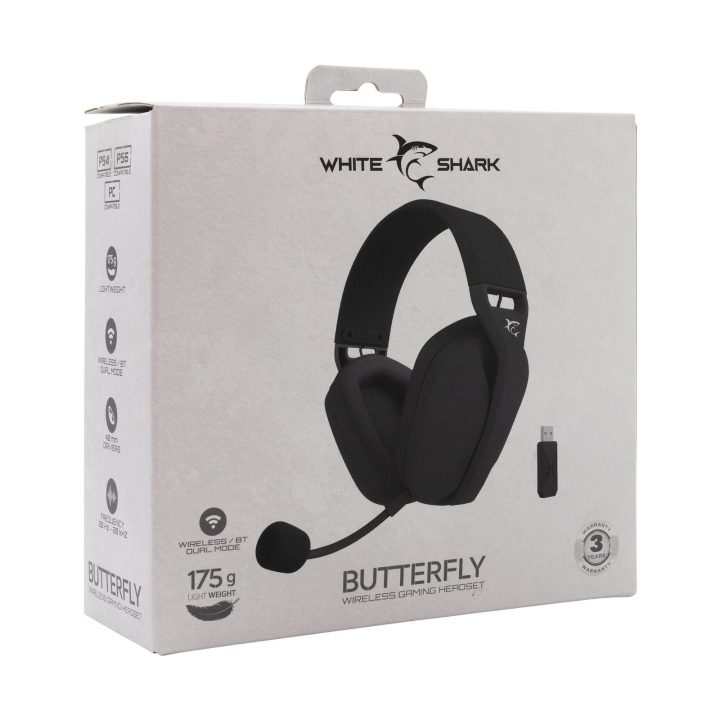 White Shark BUTTERFLY-B WGH-2442 belaidės žaidimų ausinės, juodos