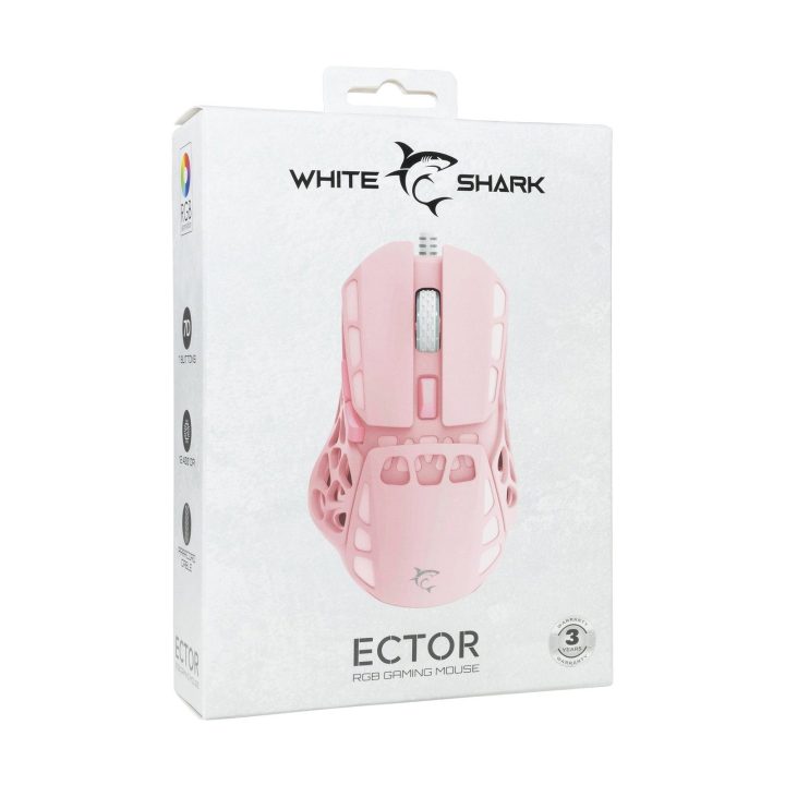 White Shark ECTOR-P GM-5016 žaidimų pelė, rožinė