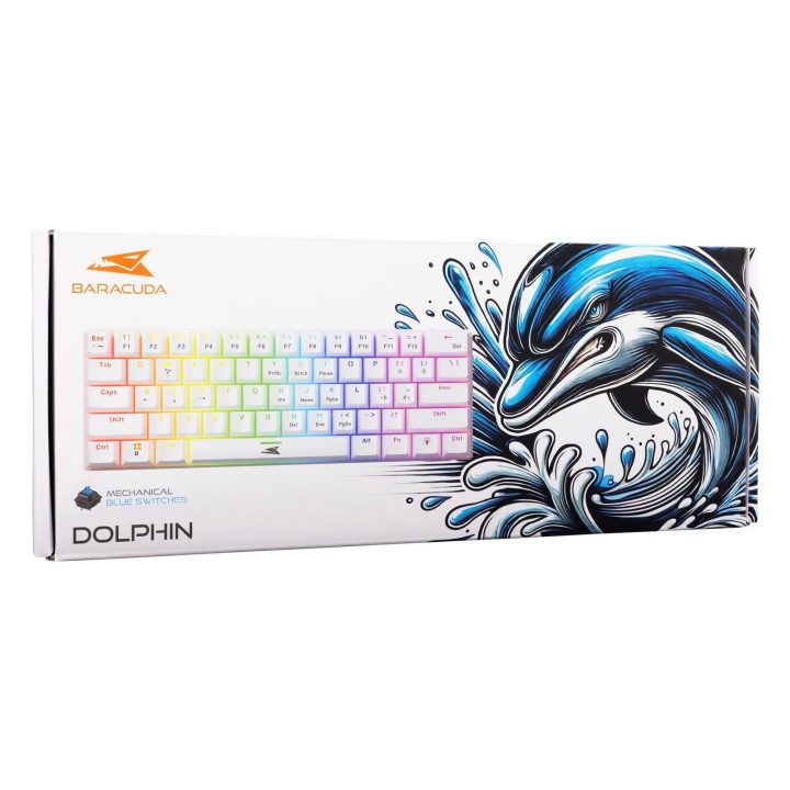 Baracuda Dolphin-W-Blue mechaninė klaviatūra, balta