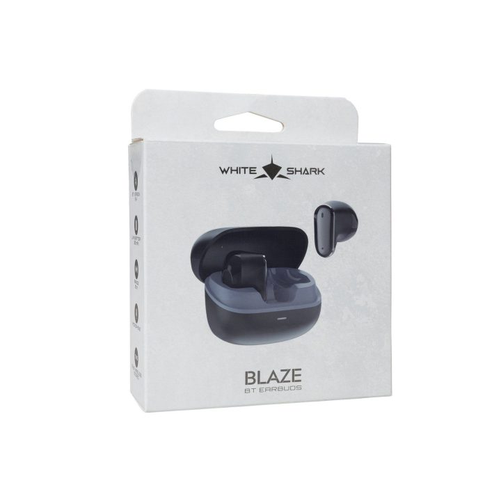 White Shark BLAZE-B GEB-TWS-201 belaidės ausinės, juodos