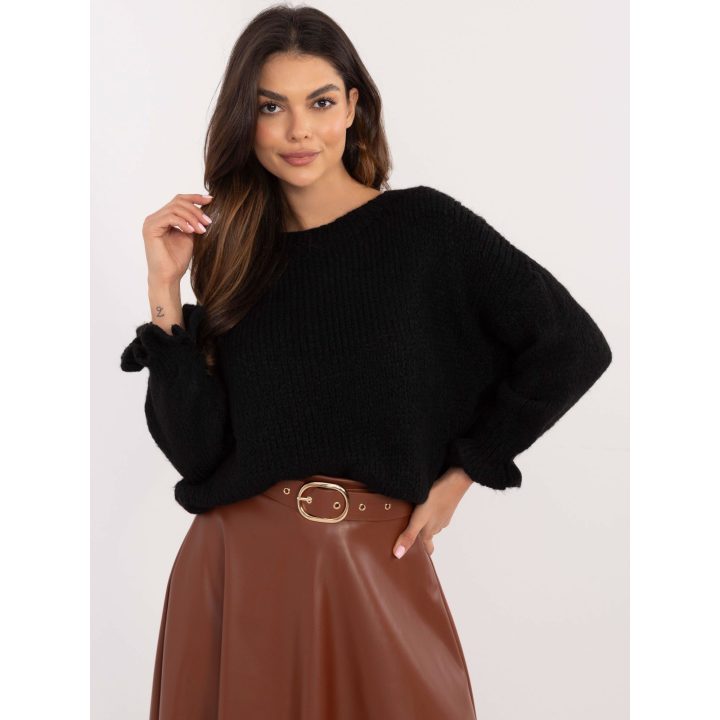 Juodas oversize megztinis