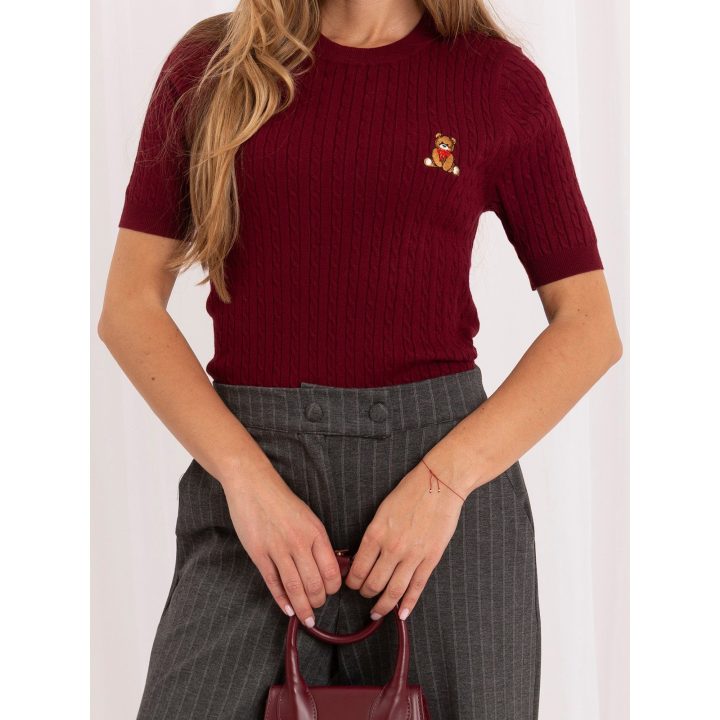 Bordo megztinis su pynimo raštu