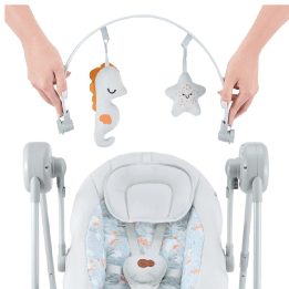 Kinderkraft SWINGEE elektrinis supynės gultukas, pilkas