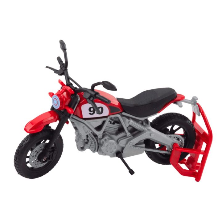 Raudonas žaislinis motociklas su šviesomis ir garsais 1:12