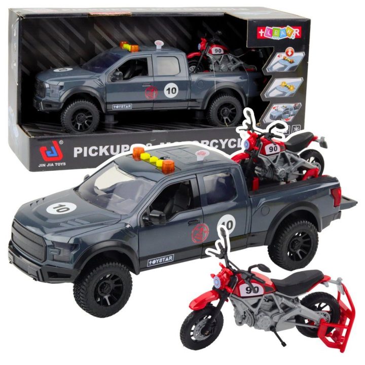 Raudonas žaislinis motociklas su šviesomis ir garsais 1:12