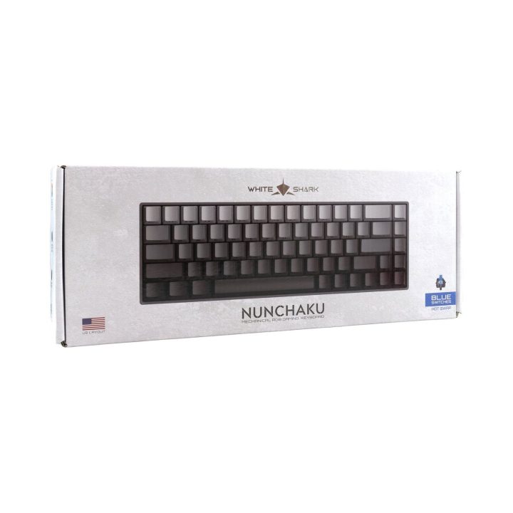 White Shark NUNCHAKU mechaninė žaidimų klaviatūra, pilka / mėlyna, US