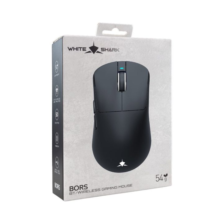 White Shark BORS-B WGM-5021 belaidė žaidimų pelė, juoda