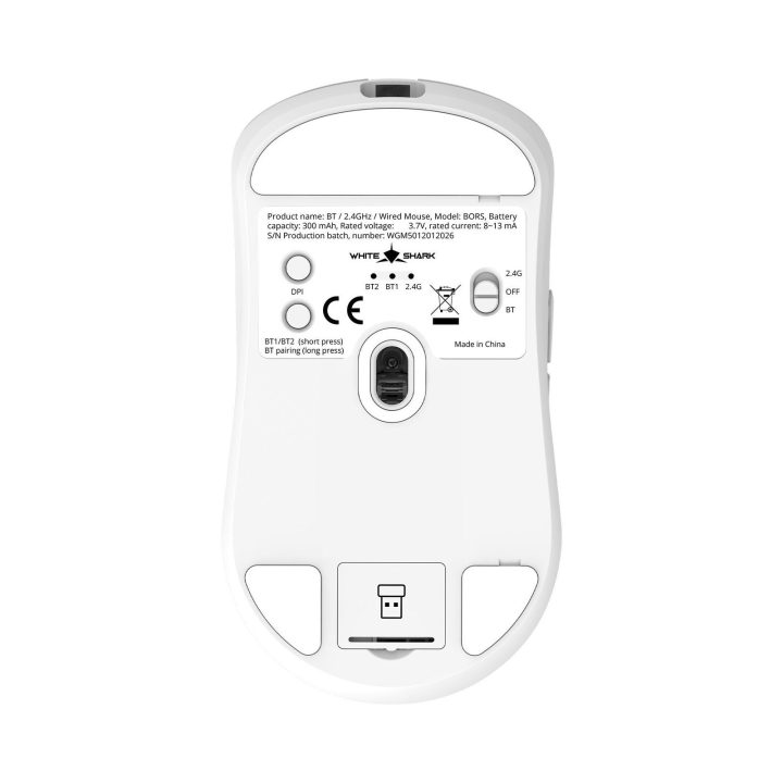 White Shark BORS-W WGM-5021 belaidė žaidimų pelė, juoda