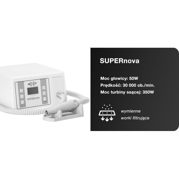 Frezarka podologiczna EXO SUPERnova su siurbliu