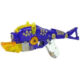 Violetinis dinozaurų žaislinis šautuvas 2 in 1 su skydu Triceratops