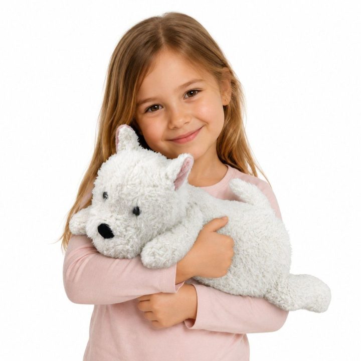 Baltas Vakarų Škotijos terjero pliušinis šuo, 40 cm