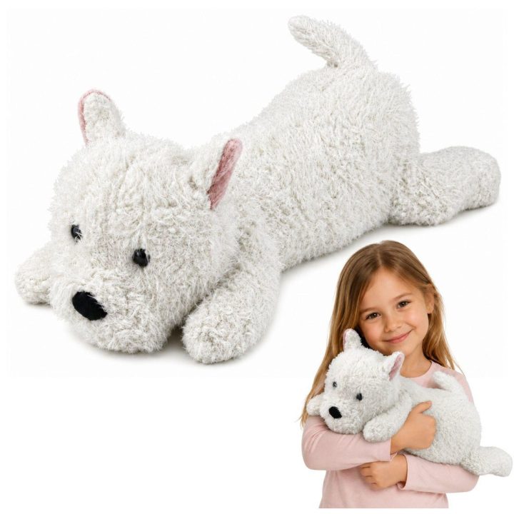 Baltas Vakarų Škotijos terjero pliušinis šuo, 40 cm