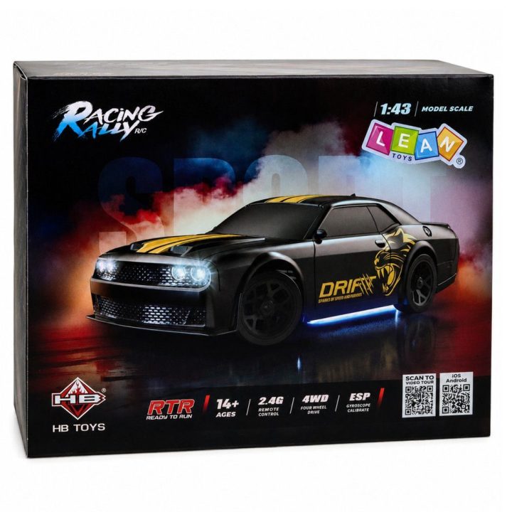 Raudonas žaislinis RC drift automobilis 1:43 su keičiamais kėbulais