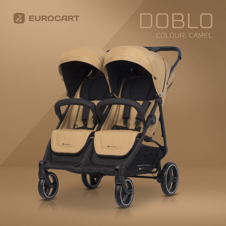 Dvivietis vaikų vežimėlis EURO-CART Doblo, smėlio spalvos