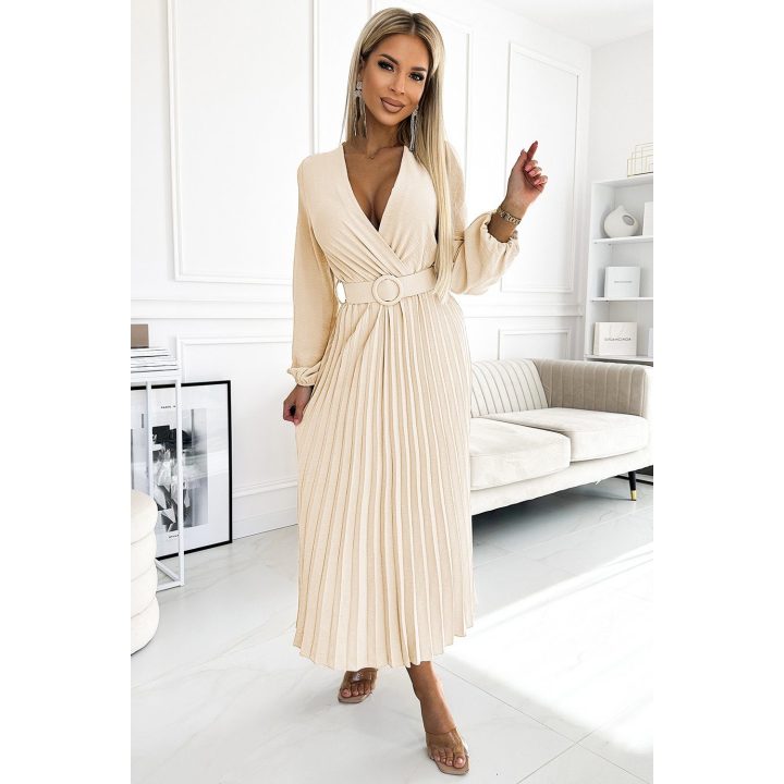 Kreminė plisuota suknelė Numoco