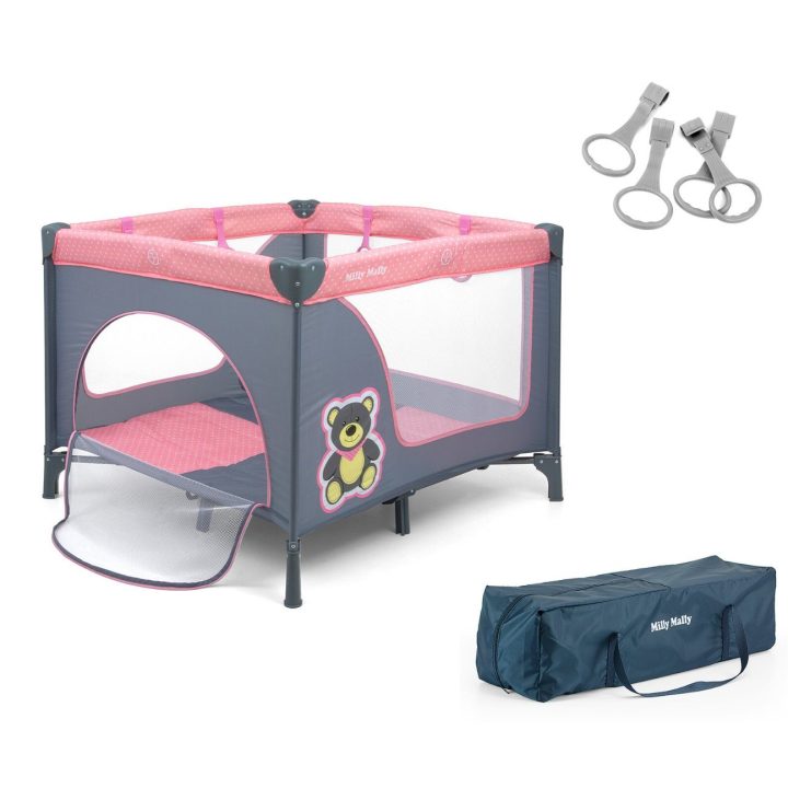 Rožinis maniežas vaikui Milly Mally Fun Pink Bear